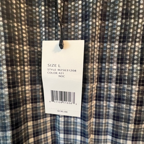 NEW Vince 100% Cotton Men’s Button Down in Black/Grey/White pattern, Size Large - Picture 4 of 10